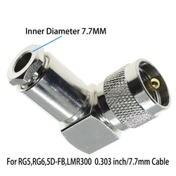1x UHF Male PL259 PL-259 90 Degree Clamp For RG5 RG6 5D-FB LMR300 Coaxial wire Coax Cable Right Angle RA RF Connector