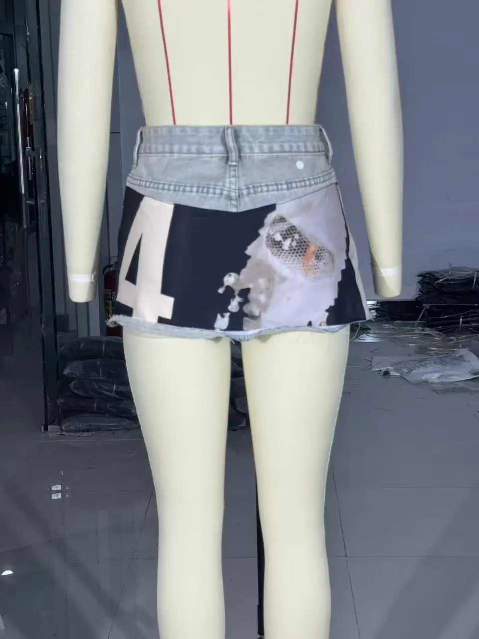 Hip Hop Y2k Mini Short Skirts Applique Print Denim Goth Street Harajuku Vintage High Waist Sexy Loose Casual Womens Skirt