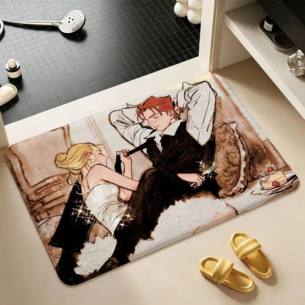 V-Veil Emma Anime  Shower Room Absorbent Small Floor Mat Soft Comfortable Decorative Foot Mat