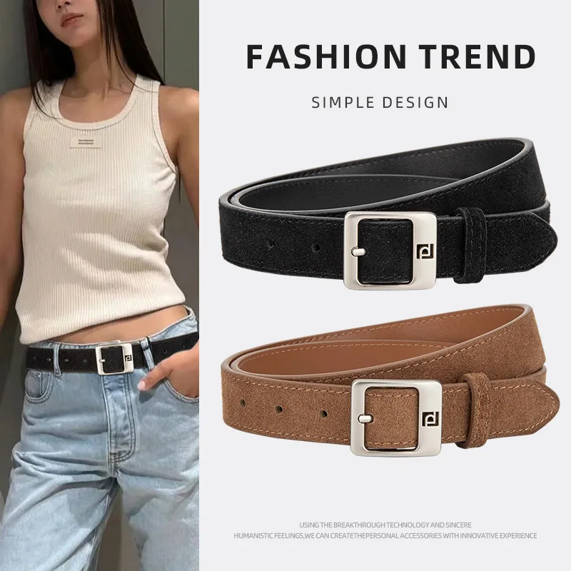 

Ретро американский замшевый ремень из нубука, унисекс, модный универсальный декоративный джинсовый ремень