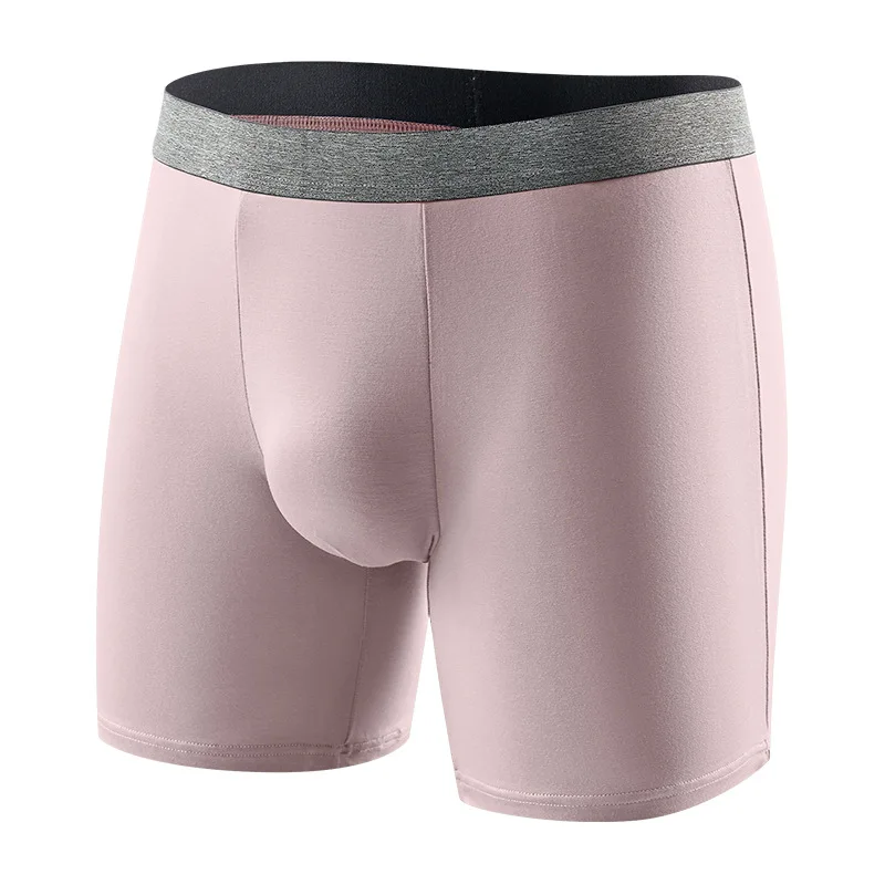 Large Size Men's Long Leg Boxer Shorts High-rise Breathable Underwear Sports Lengthen Underpants Male Sexy U Bulge Pouch Panties