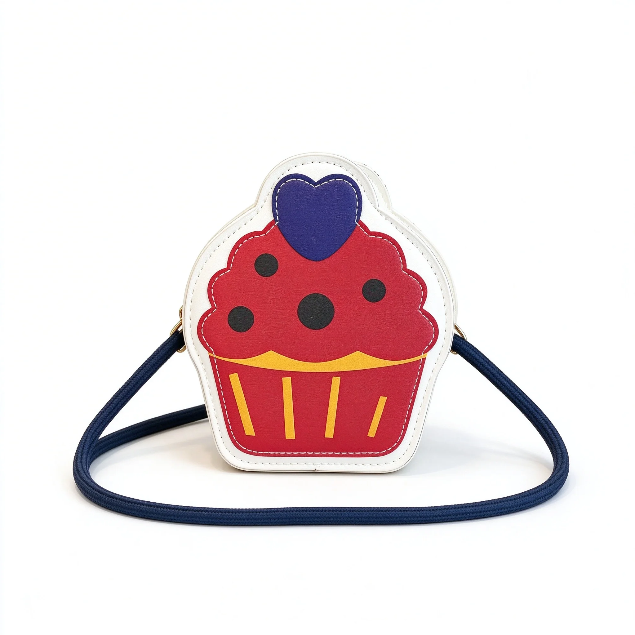 White Red Brown Pink Black Cute Cupcake Shape Crossbody PU Leather Mini Shoulder Bag Cartoon Purse Phone Bag for Women Girls