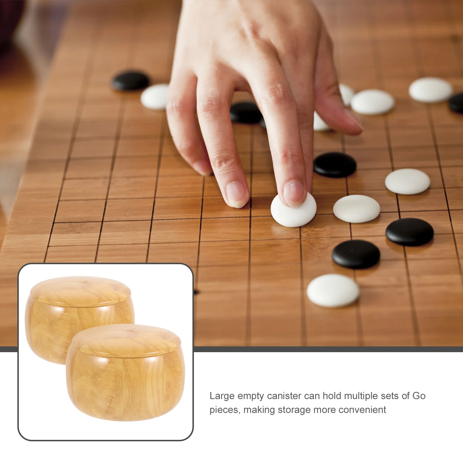 

2pcs Solid Pieces Container Large Storage Bowl For Black White Chess Lightweight Portable Box Durable Lidded Can Chess