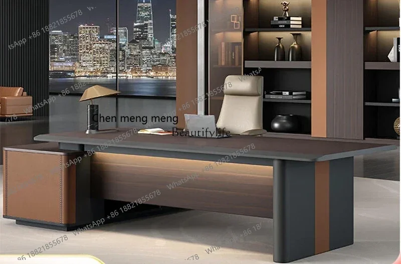 

Boss Desk Light Luxury Senior Sense President's Office Furniture Leader Big Desk Orange