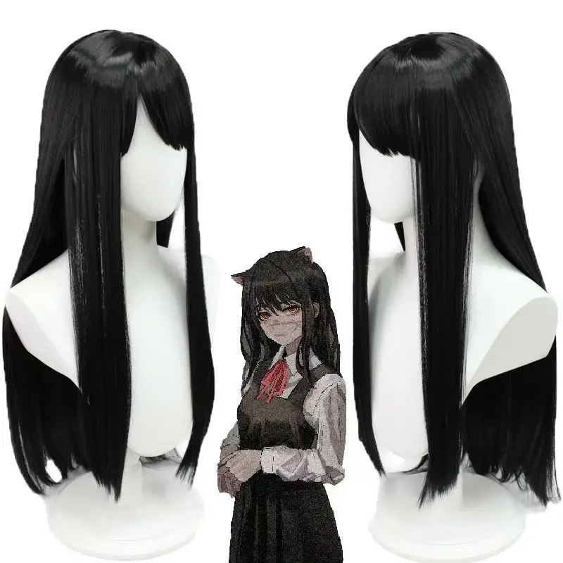 Anime Asa Mitaka Cosplay Wig Long Straight Black Hair Heat Resistant Synthetic Fiber With Rose Net Halloween Party Wig Daily Wig
