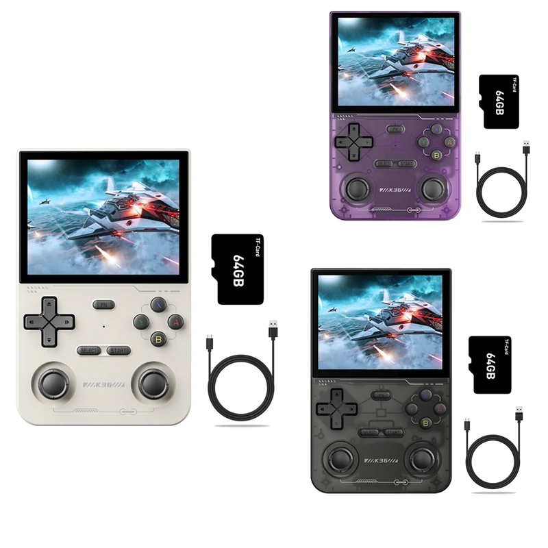 

K36 Handheld Retro Game Console 64G 16000+ Games 3.5 Inch 3500Mah Dual Joystick For PSP/MAME/N64 Video Game Player C