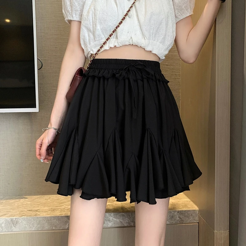 Pleated Skirts Women Mini High Waist Solid Mujer юбка Sweet Sexy Classic Gentle Design Holiday Popular Girlish Summer Ulzzang