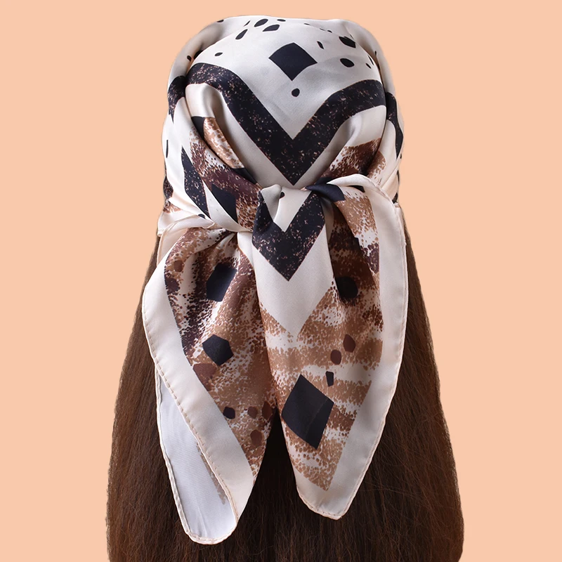 1PC Women's Spot Print Thin Satin Silk-Like Square Scarf Bohemian Casual Neck Wrap Lightweight Comfortable Spring Summer Daily