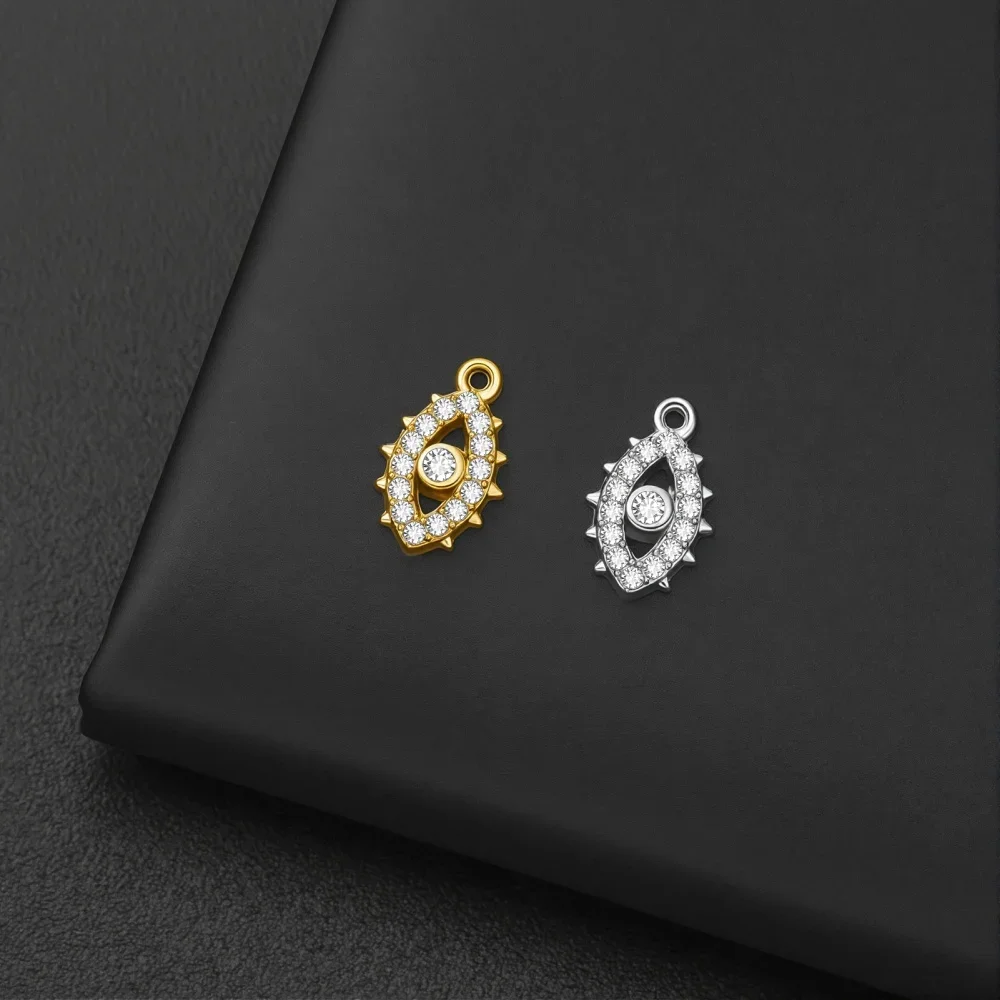 3pcs/lot Stainless steel zircon eye magic pendant DIY can be used as a necklace bracelet accessory
