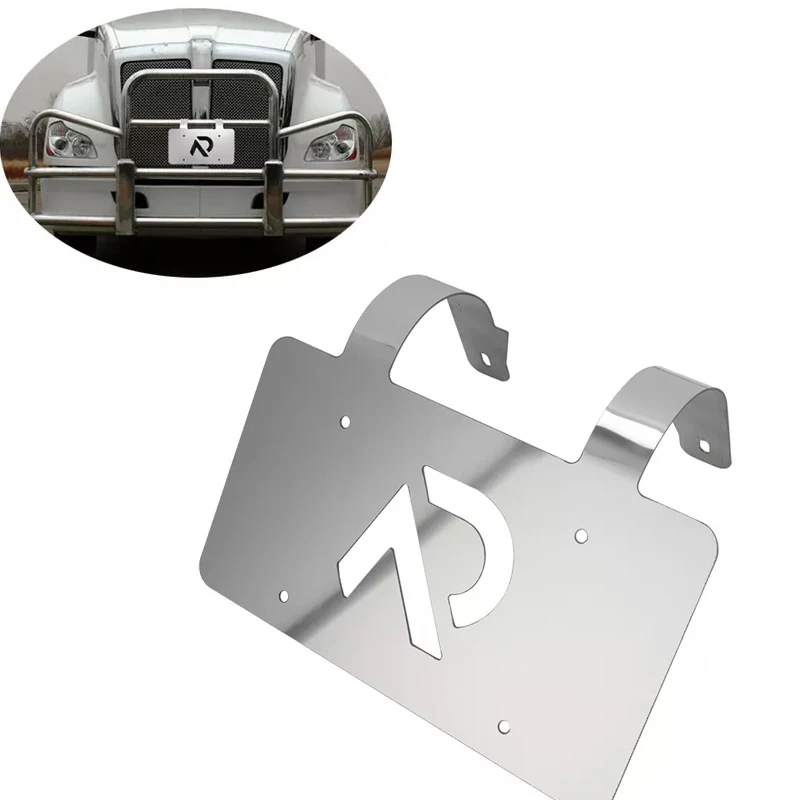 Stainless Steel Semi Truck Deer Guard License Plate Holder Mount Bracket 3'' For Freightliner Volvo Kenworth