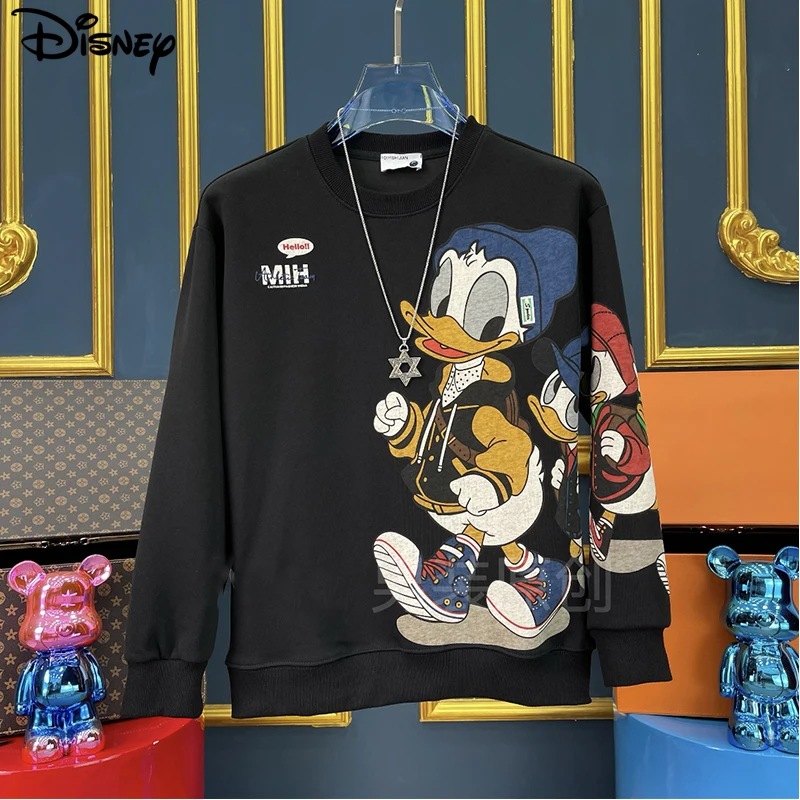 Disney 2022 New Arrival Fashion Autumn Cotton Loose O-neck Ins Couple Casual Cartoon Donald Duck Print Long Sleeve Sweatshirt