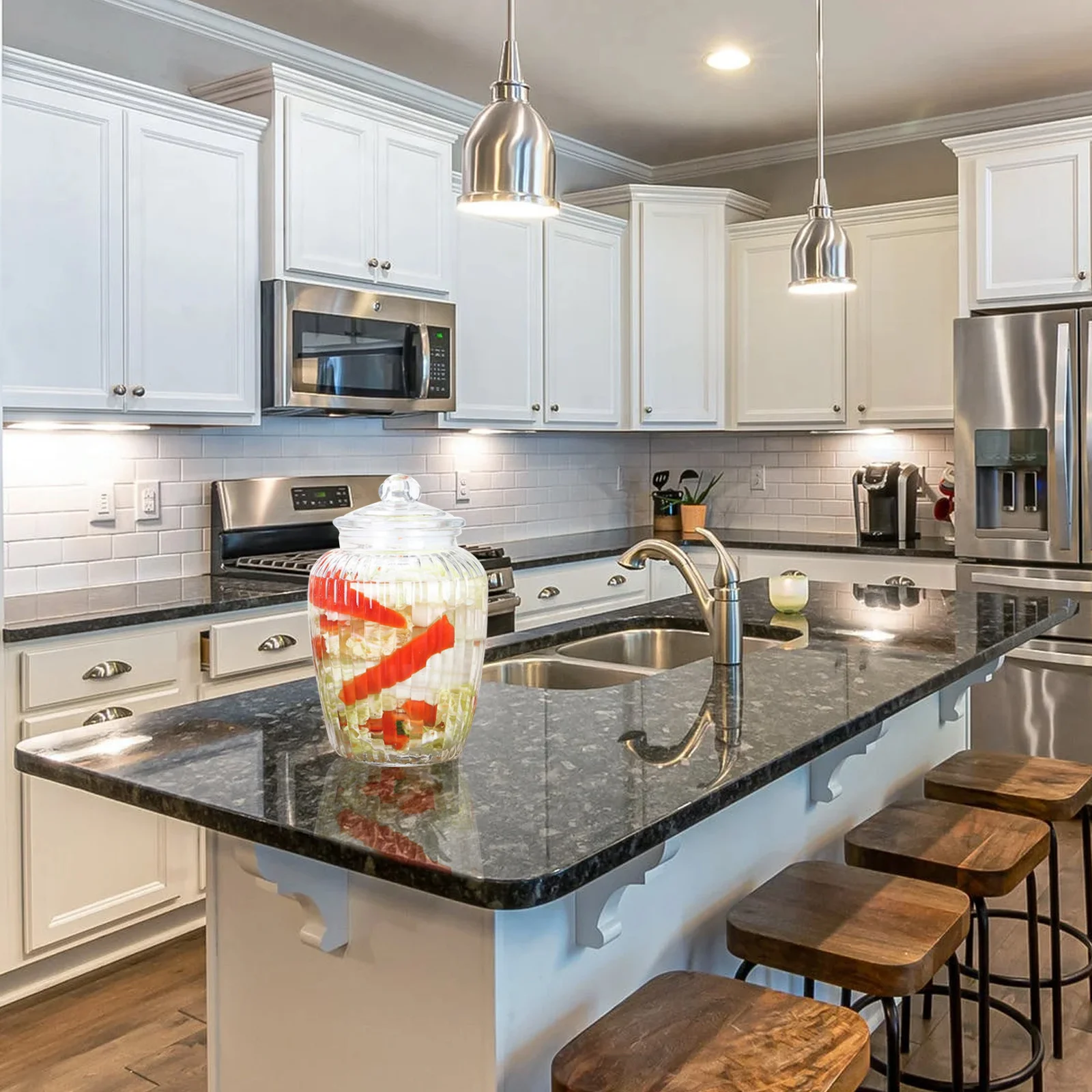 

1Pcs High Borosilicate Heat-Resistant Clear Glass Jar Airtight Canister for Kitchen Staples Dried Fruits Tea Beans Kimchi