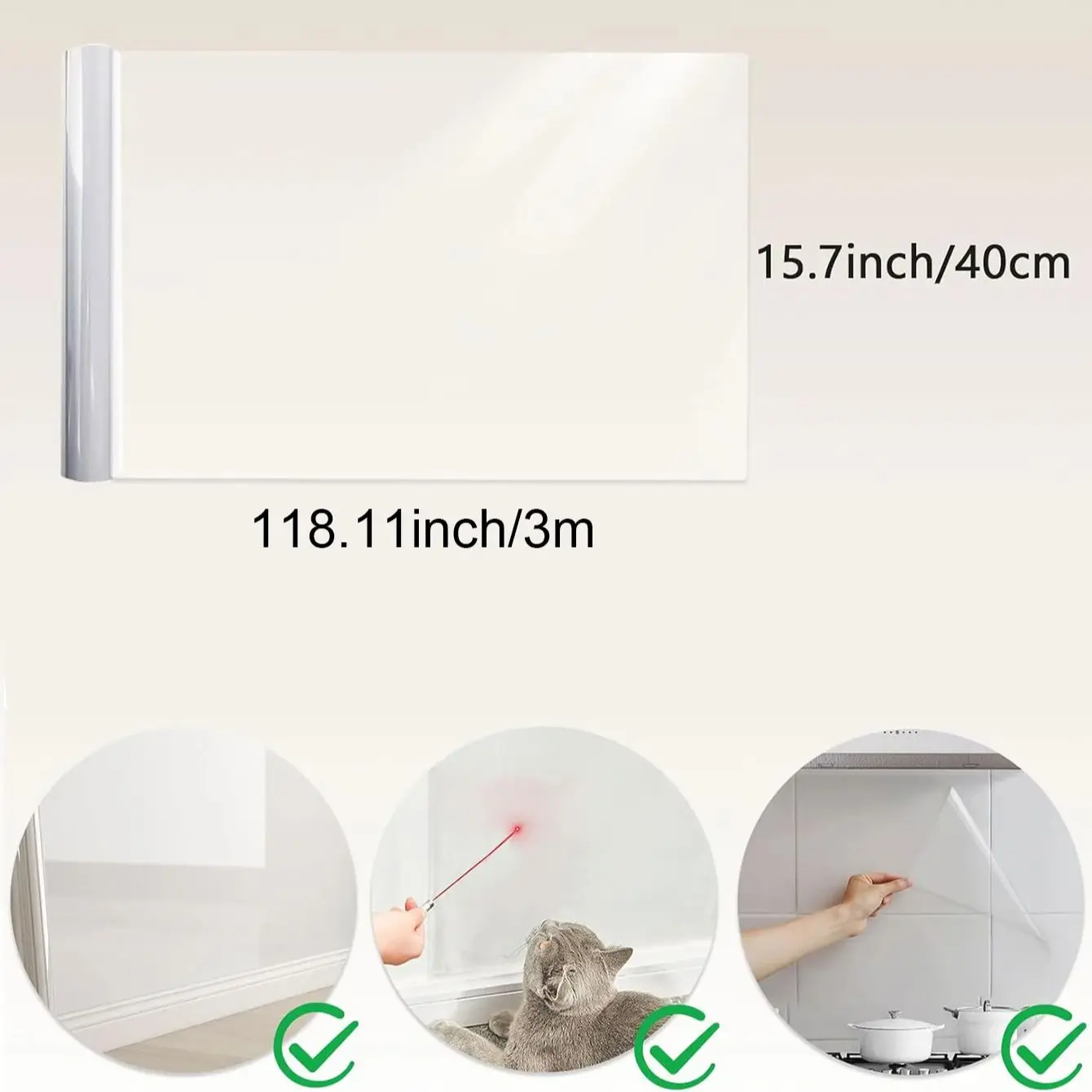 1 roll Kitchen Stove Backsplash Clear Wall Protector,Electrostatic Wall Protective Film