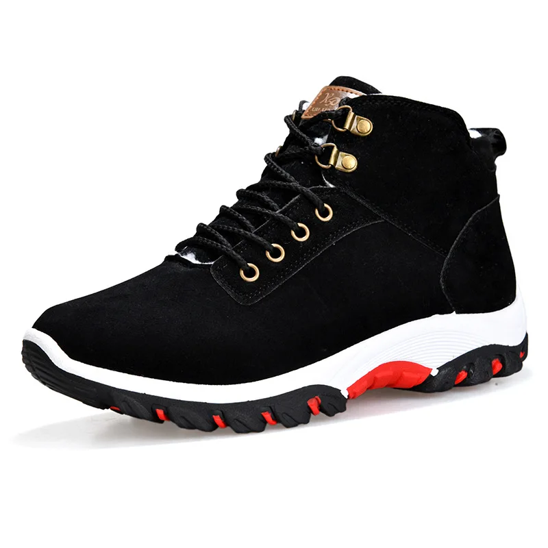 

Pop Autumn Winter Men Boots Plush Thermal Non-slip Lace Up Hard-Wearing Damping Casual Retro Simple All-match Fashion Snow Boots