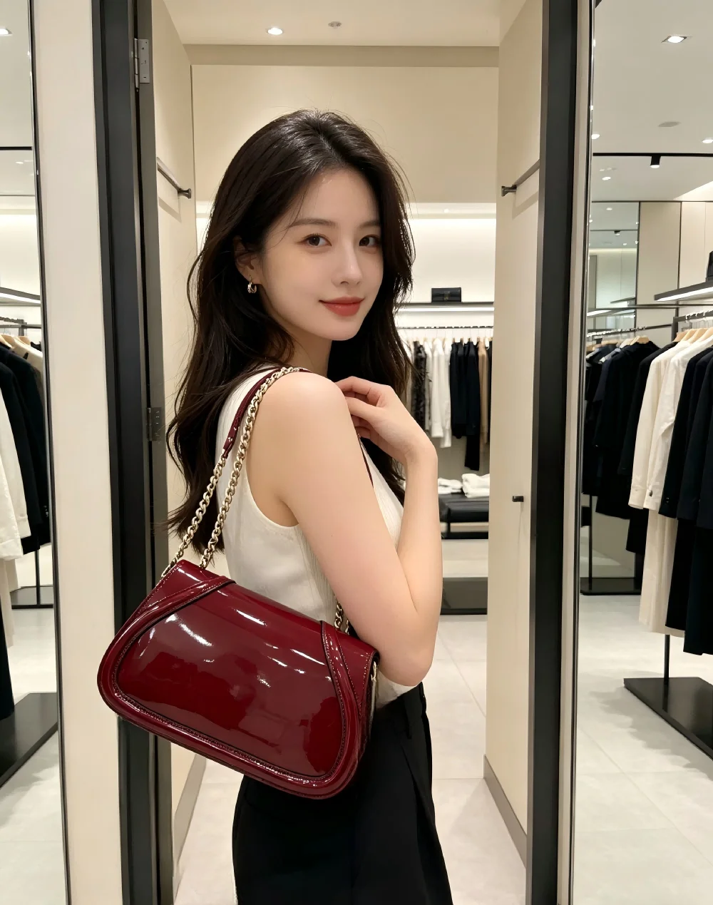 

Red Luxury Simple Shoulder Bag For Women Korean Solid Color Small Square Bag Casual Fashion Hobos Purse New High Quality Handbag