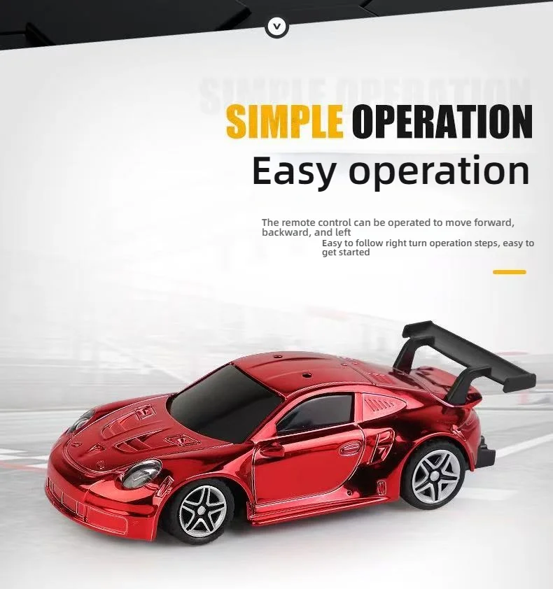 

New Super Popular Ultra-Small Mini Gold-Plated Racing Car (with Lights) – Pocket-Sized Remote Control Model Car