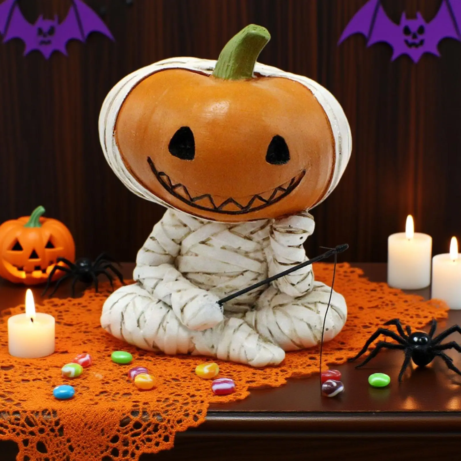 

Милая статуя тыквы, фигурки на Хэллоуин, фигурка мамы-рыбака, жуткая готическая статуя, декор для вечеринки, дома, сада, полки, комнаты, стола