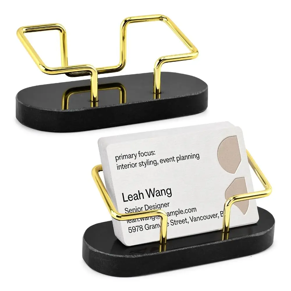 Marble Material Marble Business Card Holder Metal Frame Gold Metal Frame Metal Business Card Holder Vertical Design