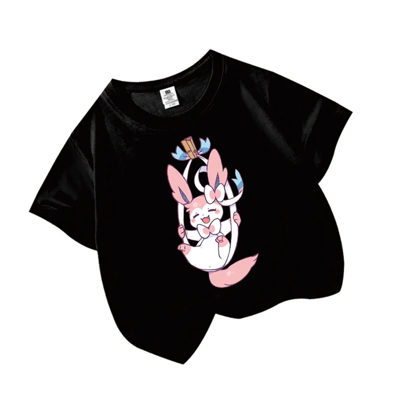 Sylveon Umbreon Glaceon イーブイ Jolteon シャワーズ夏の新ファッション純粋な綿トップス Tシャツアニメかわいい自作クラシックギフト