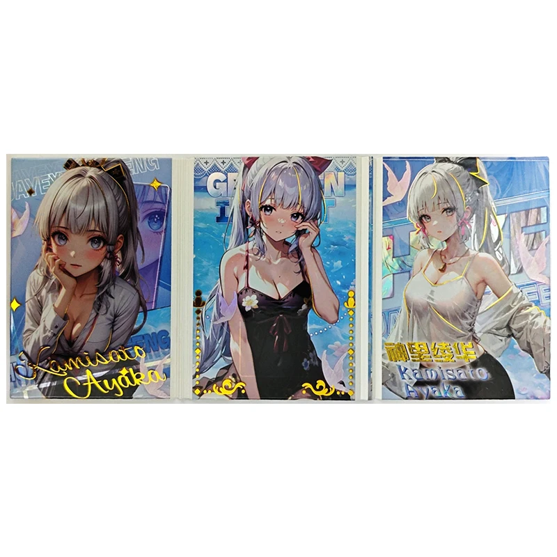 Anime Goddess Story Rare Fold Refraction Foil Kamisato Ayaka Rem Kafka Toys for boys Collectible Card Christmas Birthday Present