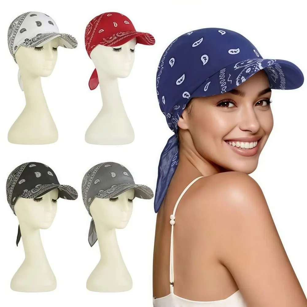 

Fashion Wide Brim Baseball Caps Head Scarf Lightweight Pre-Tied Sun Visor Turban Breathable Bandana Scarf Cap Women Outdoor