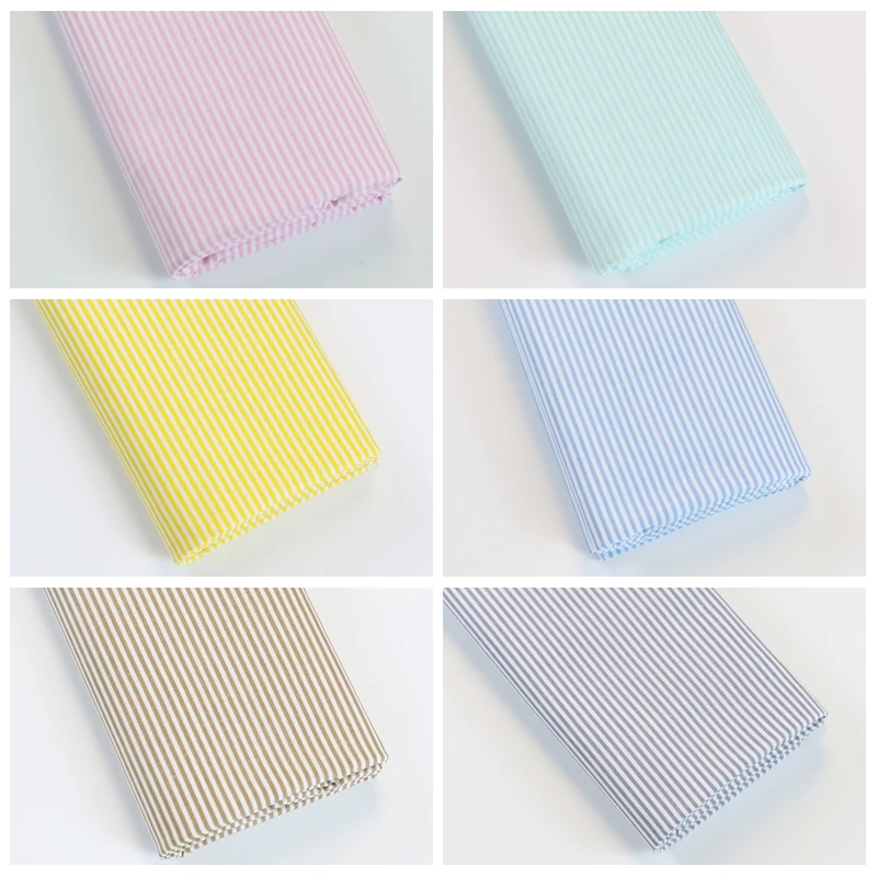 Tela de sarga de algodón puro a rayas de colores para costura DIY, patchwork, 160x50cm, telas por metros baratas estampadas