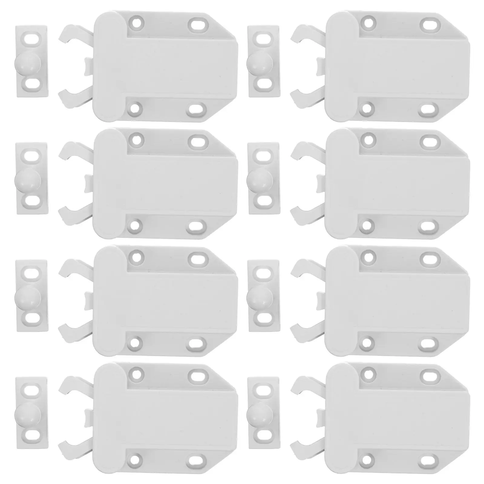 8Pcs Push Open Cabinet Hardware Plastic Latch Self Closing Locking Mechanism Child Safety Door Catch Wardrobe Kitchen Cupboard