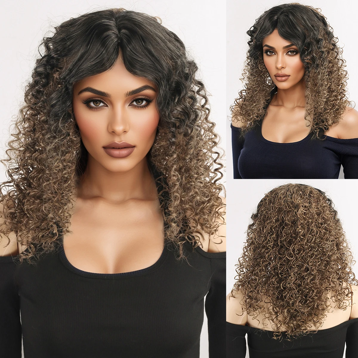 

Gradient Explosion Head European and American Wig High Temperature Silk Small Roll Head Cover Synthetic Fiber Wig