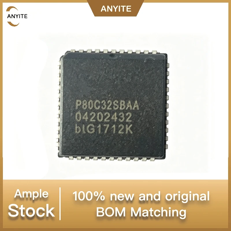 5Pcs/Lot P80C32SBAA  P80C32 PLCC-44