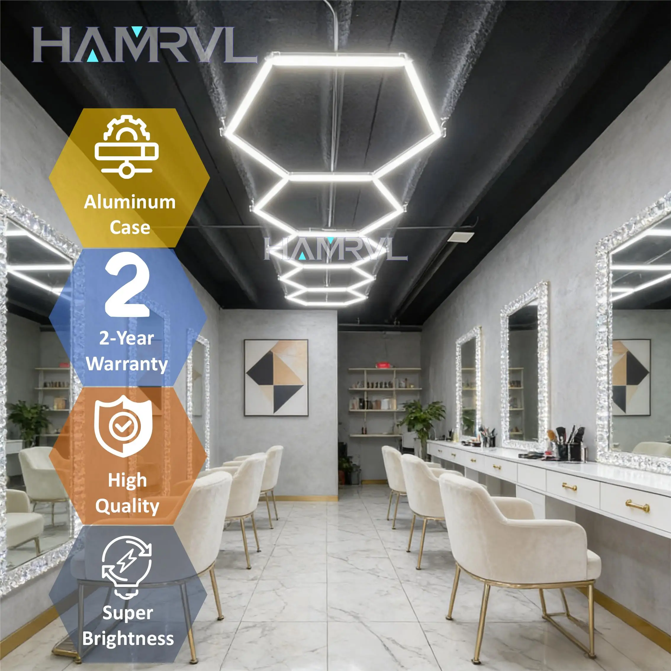 

440 мм шестиугольная сотовая светодиодная лампа 85-265 В 6500 К ультра-яркая энергосберегающая лампа для спортзала, автомобиля, станции красоты, парикмахерская, парикмахерская