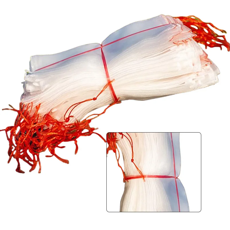 

100PCS Garden Plant Net Bags Round Wire PE Mesh Bag 15 * 25cm Nylon Mesh Bag Yarn Mesh Bag Red Rope Garden Plant Supplies