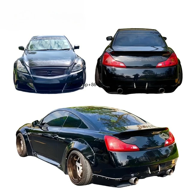 

Для G37 G25 2-дверный обновленный комплект из углеродного волокна, широкий корпус, передний и задний бампер, автозапчасти G37