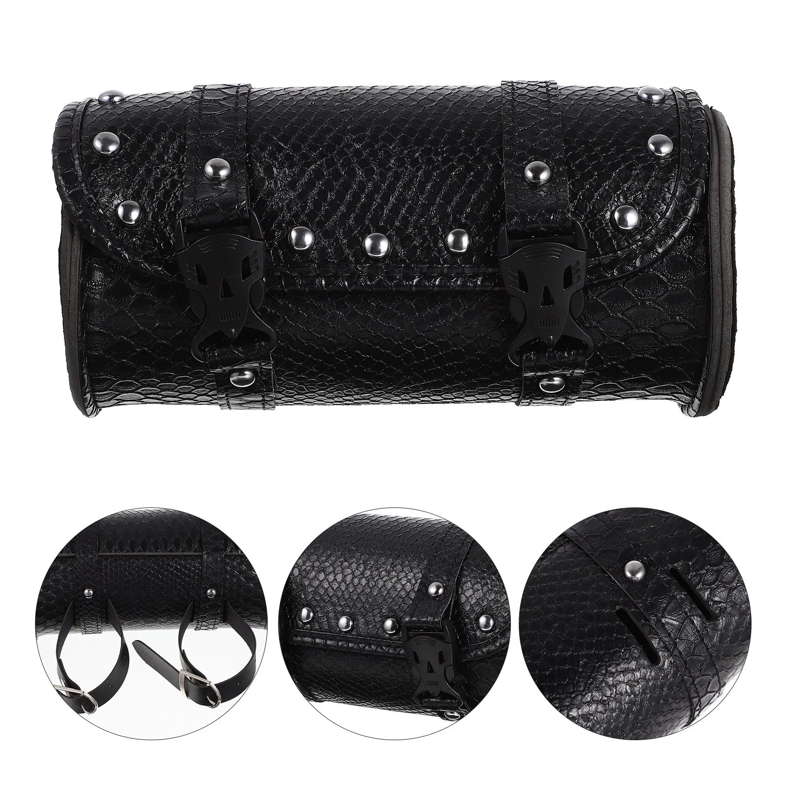 

Motorcycle Storage Bicycle Bag Bike Motorbike Tools Outdoor Black Pu Handlebar Pouch Man