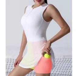 Summer Tennis Sport Dress withe Shorts Golf Wear for Women 2024 Badminton Clothing Fitness Sleeveless Outfit Training Suit Yoga