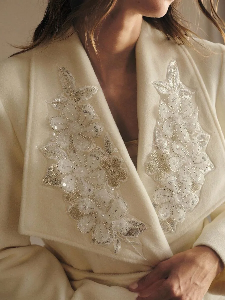 Vestidos formales elegantes para mujer, vestidos de traje con apliques de cuentas y lentejuelas, chaqueta larga, abrigo para mujer con dos botones personalizados