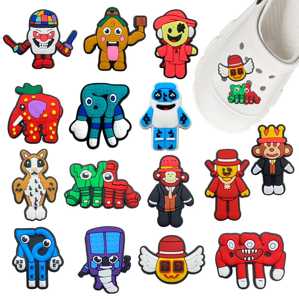 New 1-15pcs Potdemiel Hot sales Cartoon Game PVC Shoe Accessories Suitable For Hole Shoes And Beach Bags Colored Shoe Accessory
