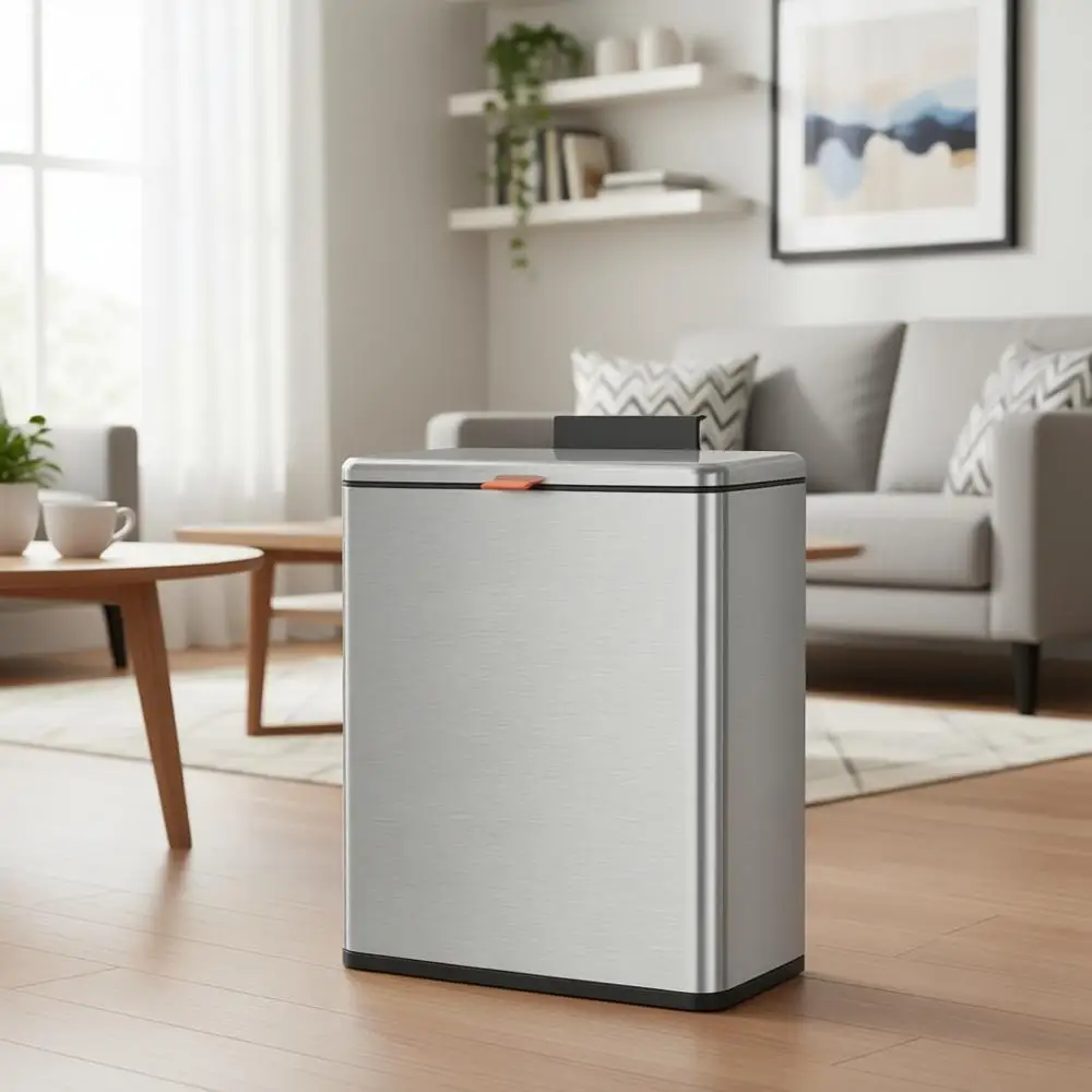 

Подвесная мусорная корзина для компоста из нержавеющей стали на 2,1 галлона с крышкой, для установки на шкаф или дверь, для автодома или ванной комнаты, серебристая