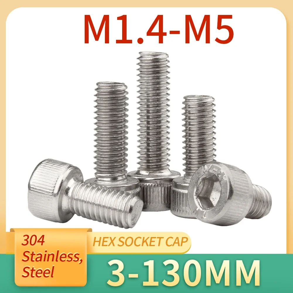 

10 шт. M1.4 M1.6 M2 M2.5 M3 M4 M5 M6 M8 M10 M12 M14 M16 Винт с шестигранной головкой A2-70 Din912 Нержавеющая сталь 304