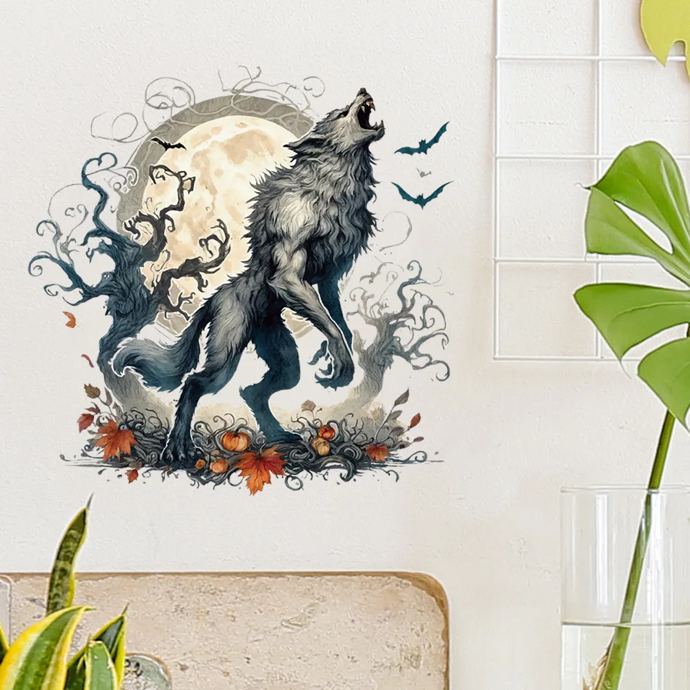 Halloween Stickers Home Room Bedroom Holiday Beautification Decoration Painting Horror Werewolf Wall