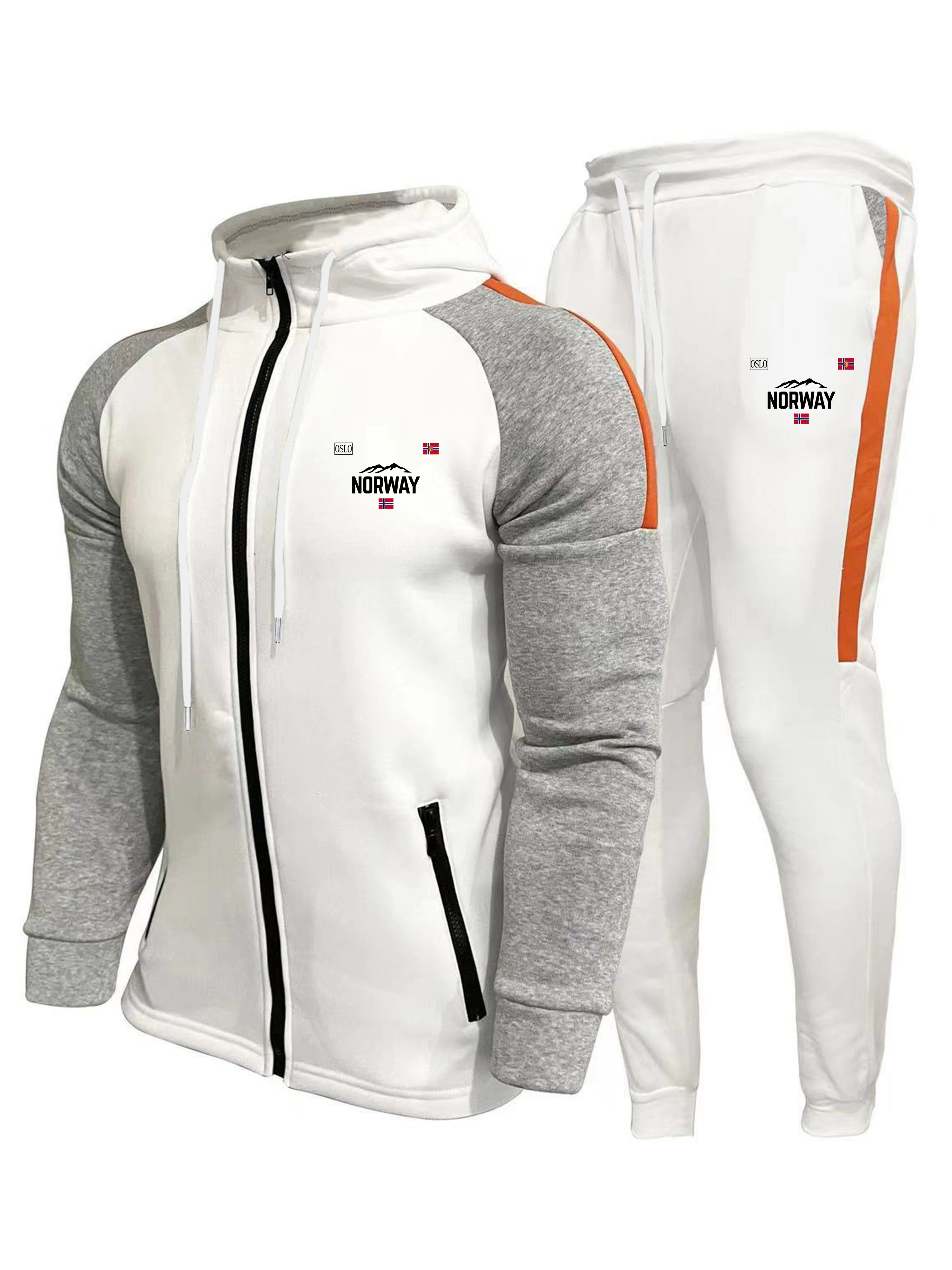 

Самая продаваемая мужская спортивная одежда 2025 года с цветными блоками, с принтами норвежских флагов и высококачественными повседневными комплектами спортивной одежды.