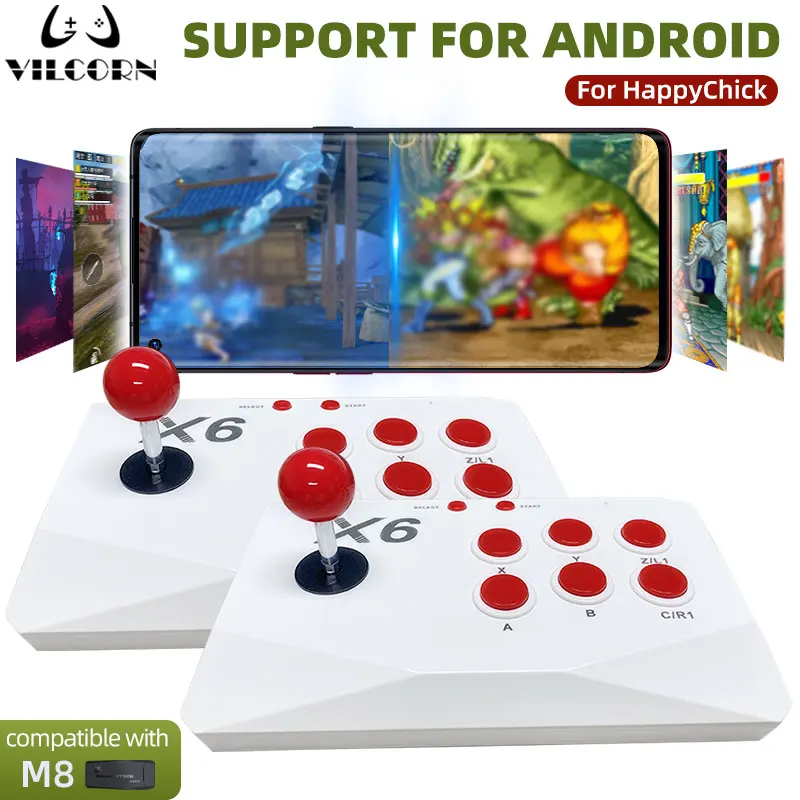 Controlador de juego Arcade Stick, Joystick inalámbrico de 2,4G para consola de juegos Street Fighter M8, PC/Android/Octopus/HappyChick