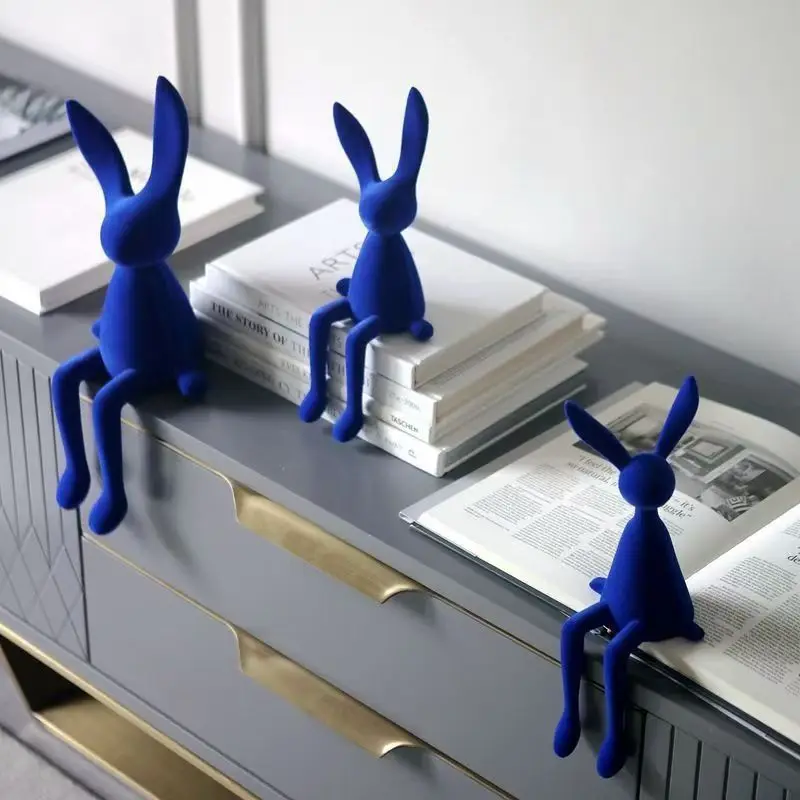 الراتنج توافدوا أرنب تمثال الحيوان النحت اليدوية الأرنب ديكور لطيف هدية عيد الفصح تمثال أنيق منضدية حلية #2