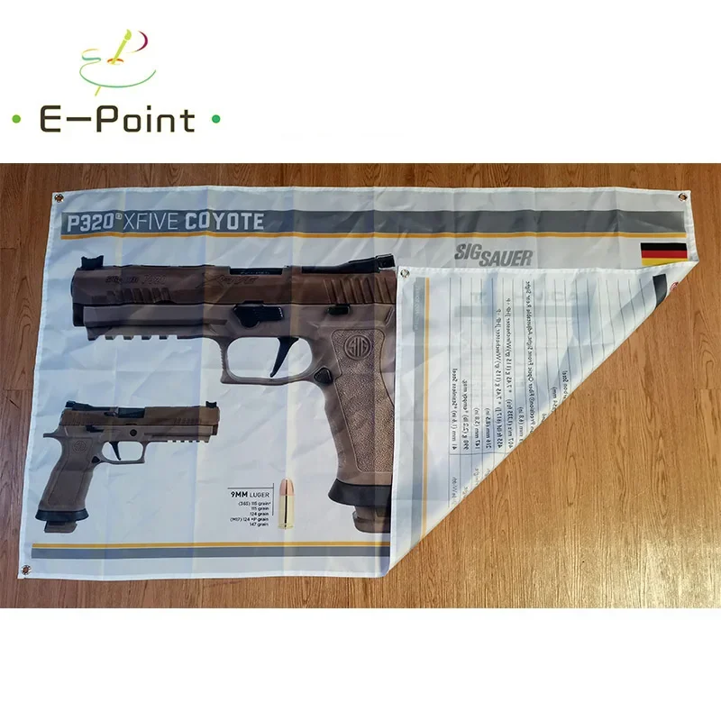 Sig Sauer P320 Coyote Gun Flag 3ft*5ft (90*150cm) Size Christmas Decorations for Home Flag Banner Indoor Outdoor Decor M138