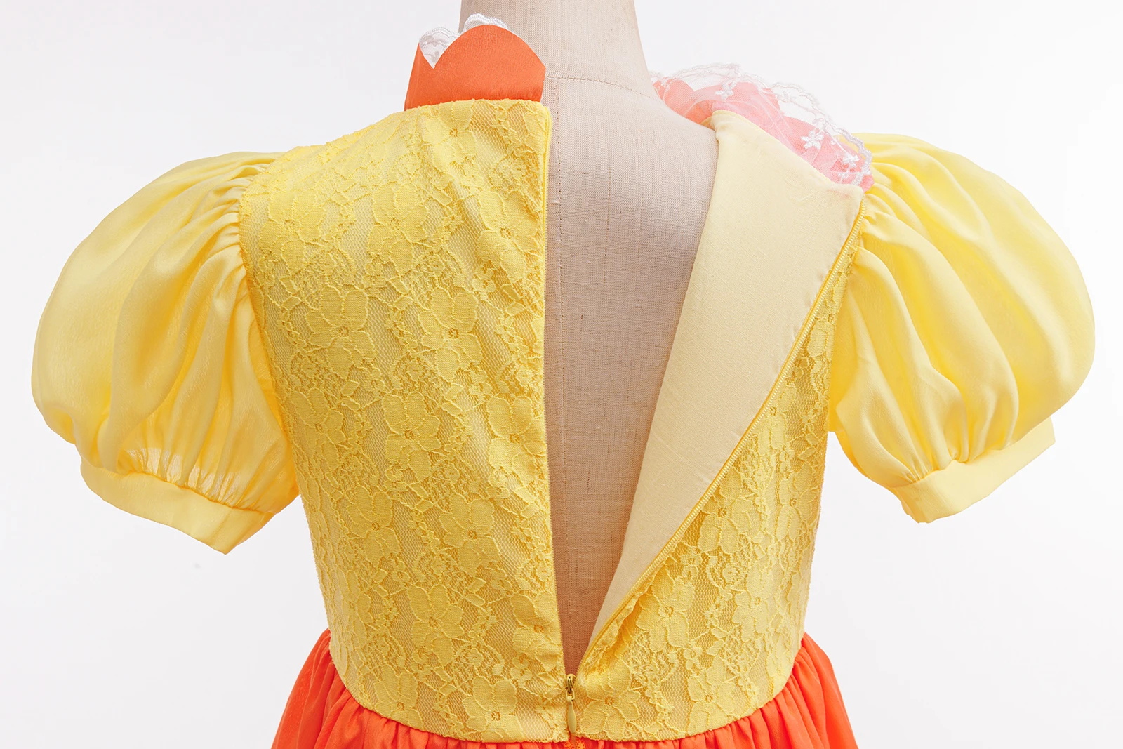 Mädchen Gelbes Spitzen-Prinzessinnenkleid Gänseblümchen Rollenspiel Pfirsich-Kostüm Klempner-Partner Abenteuer Galaxie Film Cosplay Kleidung Ballkleid – Detail 5