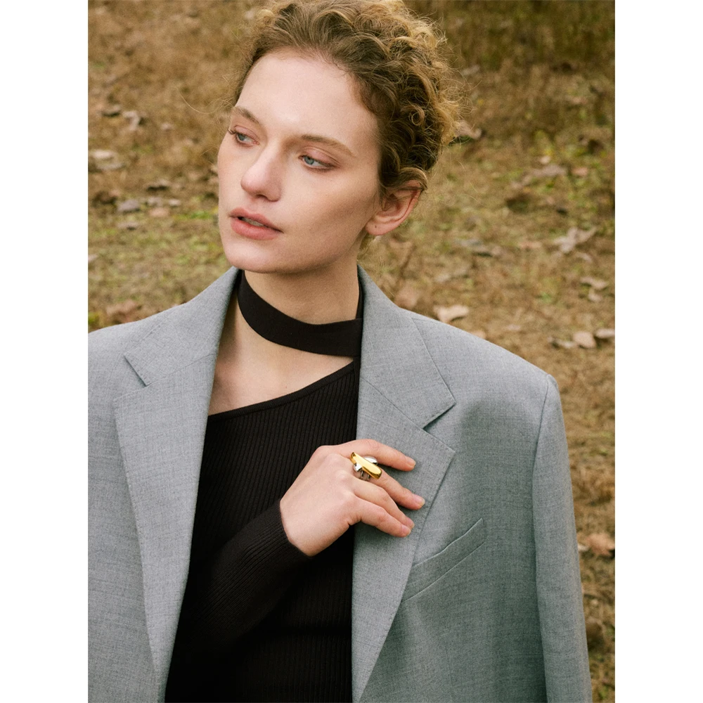 Yhpup Personalized Stainless Steel Metal Casting Open Ring Stylish Unique Texture Versatile 18K PVD Plated Daily Jewelry Gift