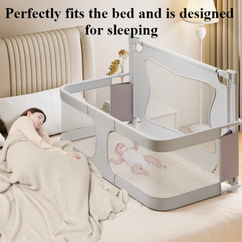 Baby Bedside Sleeper Foldable Bed Side Baby Bassinet Portable Crib Breathable and Visible Mesh Window Soft Washable Liner Cover