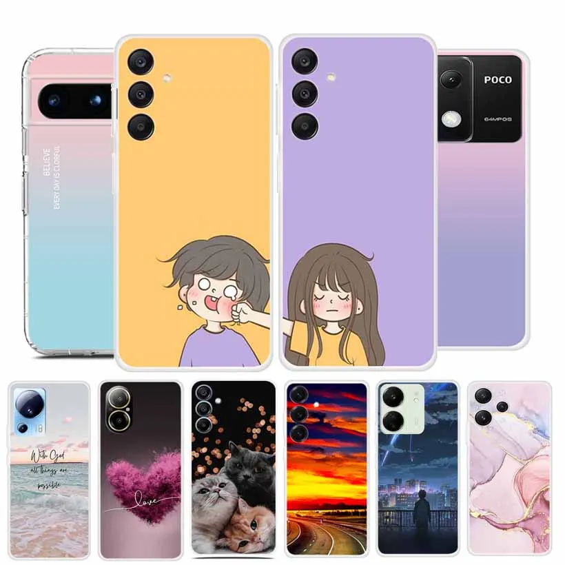 Transparent TPU Phone Cases for Vivo Y20 Durable Slim Couple Clear Bumper For Vivo Y11S Y12S V2027 V2026 V2028 Covers Silicone