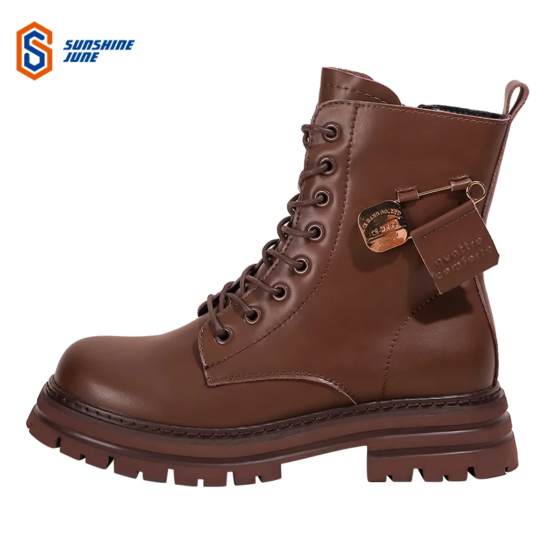 

Women's ins Martin boots female British stylenew autumn/winter plus velvet thick-soled heightened short boots motorcycle boots