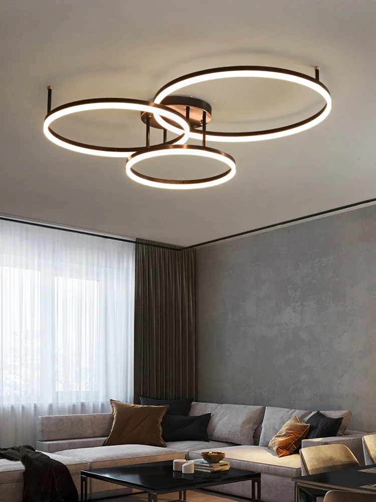 All-copper acrylic ring ring ring three-color full-spectrum eye protection living room bedroom ceiling lamp