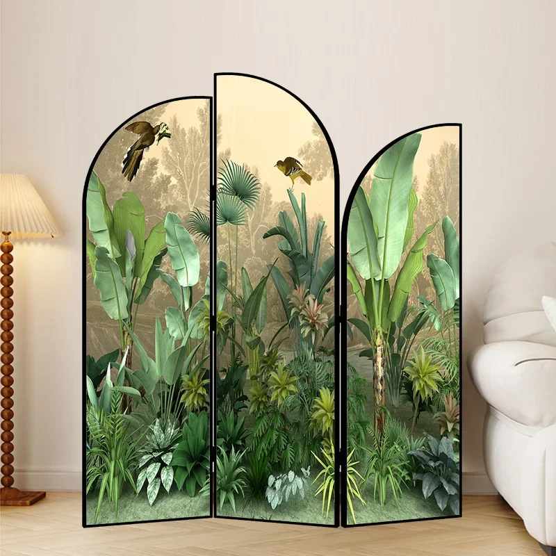 Screen partition folding mobile entry door blocking household